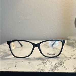 Traditions Rectangular Black Eyeglasses Unisex Size 54-15-140